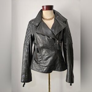 Women's Black Leather Biker Jacket
